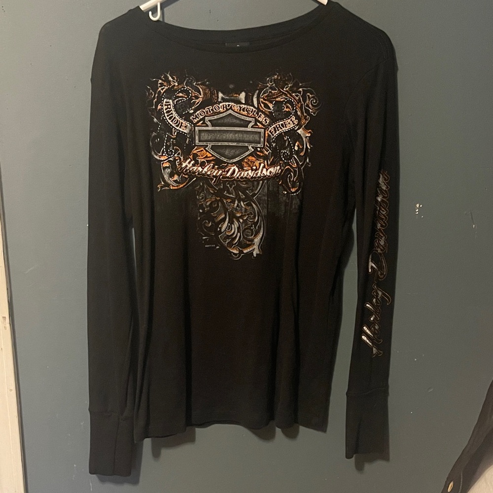 Harley-Davidson Black and Brown Long Sleeve Tee